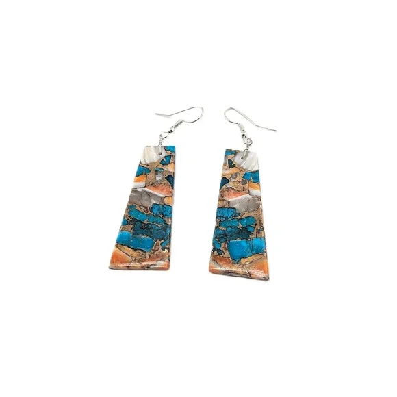 Handmade Earrings Natural Stone Mohave Slab Native American Jewelry NA Peete**